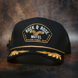 Rock & Rose Motel Black & Gold Captain’s Trucker Cap