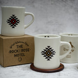 The Red & Brown Out Yonder Mugs With The Cowboy Club Mug in The Backgroun