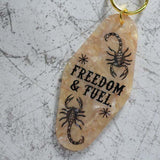 Freedom and Fuel Motel Keychain